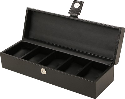 Ayesha Leather Works Faux Leather Watch Box(Black, Holds 5 Watches)   Watches  (Ayesha Leather Works)