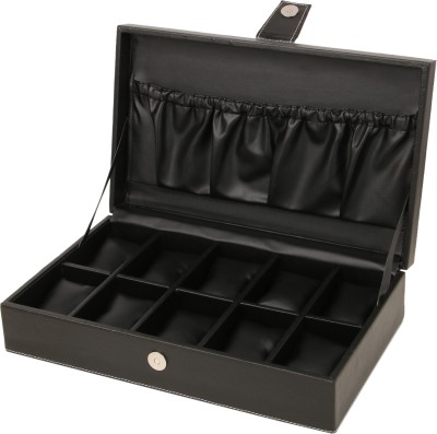 Ayesha Leather Works Faux Leather Watch Box(Black, Holds 10 Watches)   Watches  (Ayesha Leather Works)