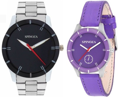 SPINOZA black dial stainless steel`professional and purple leather belt beautiful Analog Watch  - For Boys & Girls   Watches  (SPINOZA)
