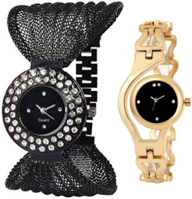 SPINOZA black metal belt and gold metal chain Analog Watch  - For Girls   Watches  (SPINOZA)