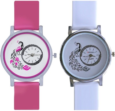 SPINOZA Pink White Designer peacock latest collation Analog Watch  - For Girls   Watches  (SPINOZA)
