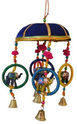 

Artlivo Artlivo POPART 6" Basket with Elephant-Chudi-Bells Hanging - Dark Blue Bamboo, Cotton, Steel Windchime(6 inch, Multicolor)