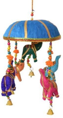 

Artlivo Artlivo POPART Elephant Jhoomar with 6" Basket - Blue Bamboo, Cotton, Steel Windchime(6 inch, Multicolor)