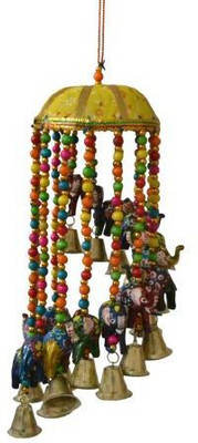 

Artlivo Artlivo POPART Elephant Jhoomar with bells and 4" basket - Yellow Bamboo, Crystal, Cotton Windchime(4 inch, Multicolor)