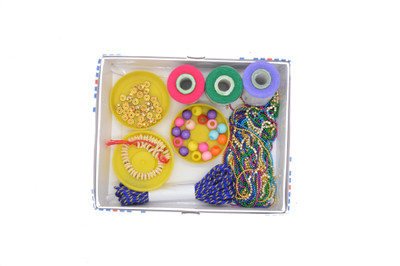 

ecaart Multicolor Ball chain/Pearl Chain/Stone lace/Silk thread/Beads/Chackra for jewellery Making kit