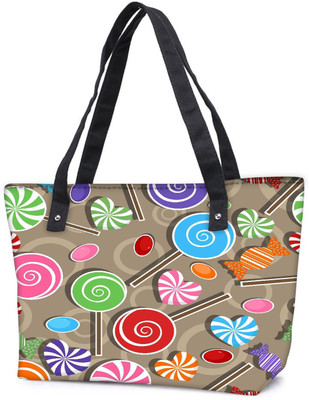 

Snoogg Pack Of 2 Lollipop Combo Tote Shopping Grocery Bag With Coin Pencil Purse Shoulder Bag(Multicolor, 15 L)