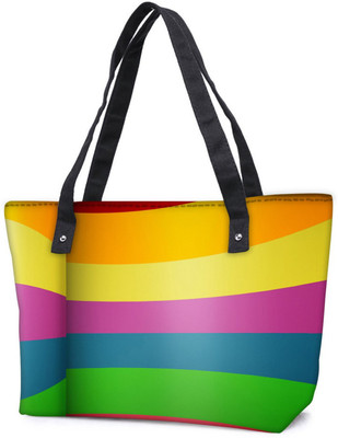 

Snoogg Pack Of 2 Colorful Bandwidth Combo Tote Shopping Grocery Bag With Coin Pencil Purse Shoulder Bag(Multicolor, 15 L)