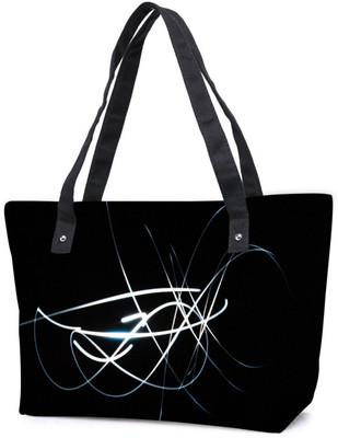 

Snoogg Pack Of 2 White Lines In Black Combo Tote Shopping Grocery Bag With Coin Pencil Purse Shoulder Bag(Multicolor, 5 L)