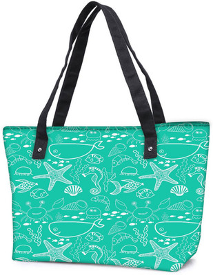 

Snoogg Pack Of 2 White Fish Green Pattern Combo Tote Shopping Grocery Bag With Coin Pencil Purse Shoulder Bag(Multicolor, 5 L)