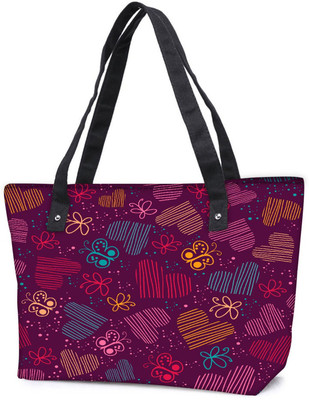 

Snoogg Pack Of 2 Multioclor Hearts And Butterflies Maroon Pattern Combo Tote Shopping Grocery Bag With Coin Pencil Purse Shoulder Bag(Multicolor, 5 L)