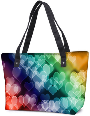 

Snoogg Pack Of 2 Colored Hearts Combo Tote Shopping Grocery Bag With Coin Pencil Purse Shoulder Bag(Multicolor, 15 L)