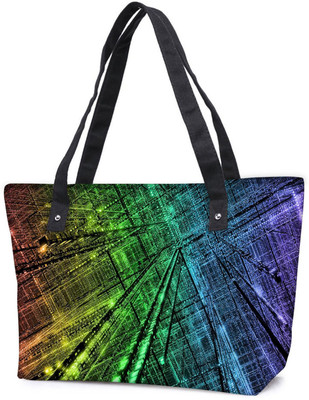 

Snoogg Pack Of 2 City Technology Combo Tote Shopping Grocery Bag With Coin Pencil Purse Shoulder Bag(Multicolor, 5 L)