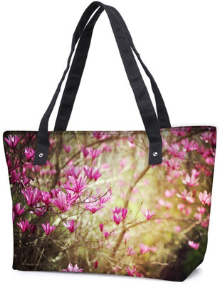 

Snoogg Pack Of 2 Small Flowers Combo Tote Shopping Grocery Bag With Coin Pencil Purse Shoulder Bag(Multicolor, 15 L)