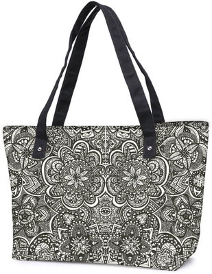 

Snoogg Pack Of 2 Black And White Abstract Combo Tote Shopping Grocery Bag With Coin Pencil Purse Shoulder Bag(Multicolor, 5 L)