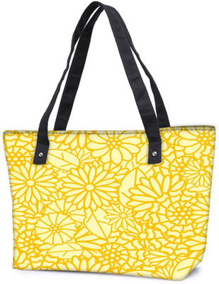 

Snoogg Pack Of 2 Abstract Yellow Floral Combo Tote Shopping Grocery Bag With Coin Pencil Purse Shoulder Bag(Multicolor, 5 L)