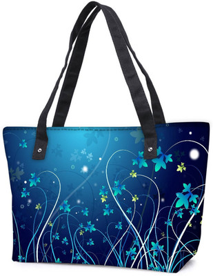 

Snoogg Pack Of 2 Blue Petals Combo Tote Shopping Grocery Bag With Coin Pencil Purse Shoulder Bag(Multicolor, 15 L)