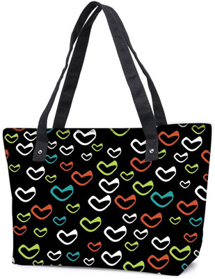 

Snoogg Pack Of 2 Multicolor Hearts Black Pattern Combo Tote Shopping Grocery Bag With Coin Pencil Purse Shoulder Bag(Multicolor, 15 L)