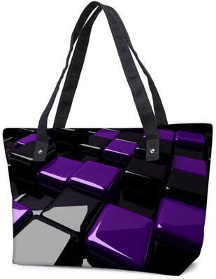 

Snoogg Pack Of 2 Black And Purple Cube Combo Tote Shopping Grocery Bag With Coin Pencil Purse Shoulder Bag(Multicolor, 15 L)