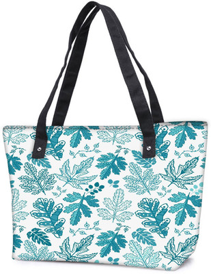 

Snoogg Pack Of 2 Blue Leaves Combo Tote Shopping Grocery Bag With Coin Pencil Purse Shoulder Bag(Multicolor, 15 L)