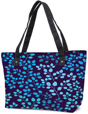 

Snoogg Pack Of 2 Blue Leaves Combo Tote Shopping Grocery Bag With Coin Pencil Purse Shoulder Bag(Multicolor, 5 L)