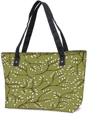 

Snoogg Pack Of 2 White Leaves Pattern Green Combo Tote Shopping Grocery Bag With Coin Pencil Purse Shoulder Bag(Multicolor, 5 L)