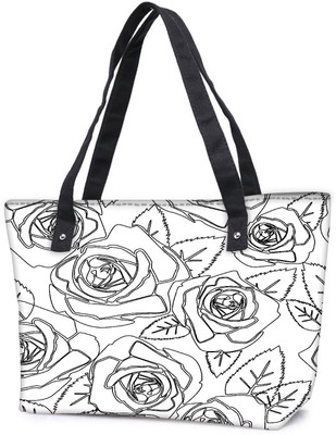 

Snoogg Pack Of 2 Black Roses White Pattern Combo Tote Shopping Grocery Bag With Coin Pencil Purse Shoulder Bag(Multicolor, 5 L)