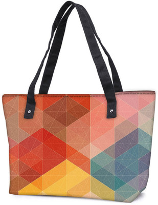 

Snoogg Pack Of 2 Geometic Formations Colourful Combo Tote Shopping Grocery Bag With Coin Pencil Purse Shoulder Bag(Multicolor, 5 L)