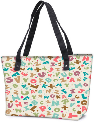 

Snoogg Pack Of 2 Small Alphabets Combo Tote Shopping Grocery Bag With Coin Pencil Purse Shoulder Bag(Multicolor, 15 L)