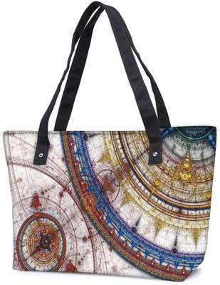 

Snoogg Pack Of 2 Fractal Design Artistic Combo Tote Shopping Grocery Bag With Coin Pencil Purse Shoulder Bag(Multicolor, 5 L)