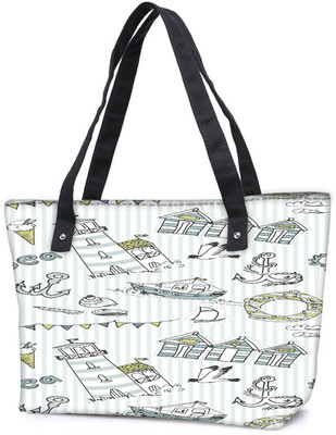 

Snoogg Pack Of 2 Lite Blue Beach Side Combo Tote Shopping Grocery Bag With Coin Pencil Purse Shoulder Bag(Multicolor, 5 L)