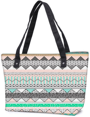 

Snoogg Pack Of 2 Polka Wave Aztec Combo Tote Shopping Grocery Bag With Coin Pencil Purse Shoulder Bag(Multicolor, 15 L)