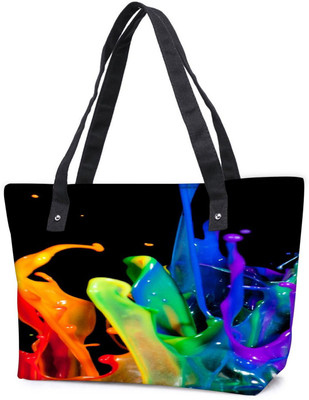

Snoogg Pack Of 2 Paint Brush Splash Combo Tote Shopping Grocery Bag With Coin Pencil Purse Shoulder Bag(Multicolor, 15 L)