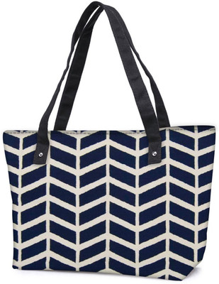 

Snoogg Pack Of 2 Navy White Line Waves 2502 Combo Tote Shopping Grocery Bag With Coin Pencil Purse Shoulder Bag(Multicolor, 5 L)