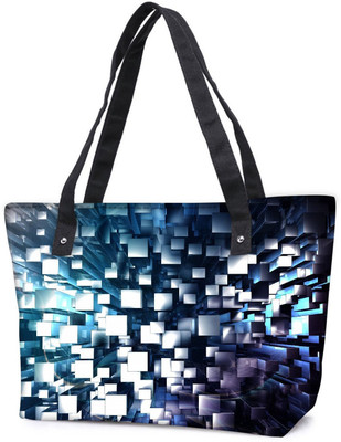 

Snoogg Pack Of 2 Silver Blocks Combo Tote Shopping Grocery Bag With Coin Pencil Purse Shoulder Bag(Multicolor, 5 L)