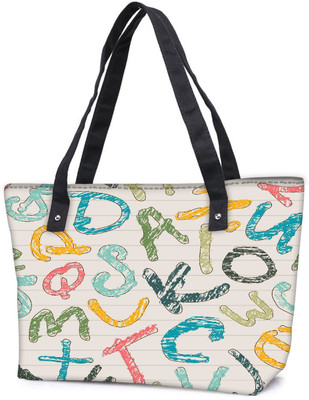 

Snoogg Pack Of 2 Colors Of Alphabets Combo Tote Shopping Grocery Bag With Coin Pencil Purse Shoulder Bag(Multicolor, 5 L)