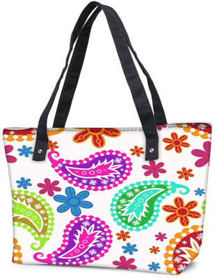 

Snoogg Pack Of 2 Colorful White Pattern Combo Tote Shopping Grocery Bag With Coin Pencil Purse Shoulder Bag(Multicolor, 5 L)