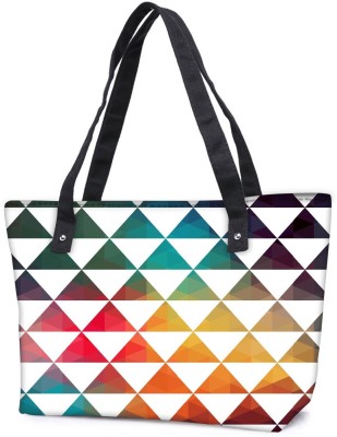 

Snoogg Pack Of 2 White Triangles Combo Tote Shopping Grocery Bag With Coin Pencil Purse Shoulder Bag(Multicolor, 5 L)