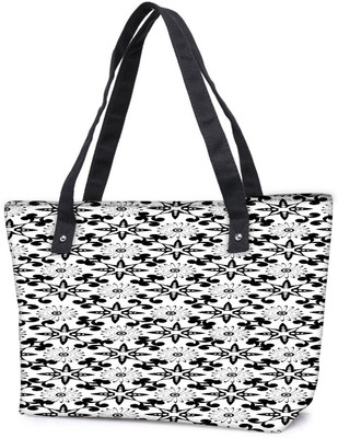 

Snoogg Pack Of 2 Black And White Pattern Combo Tote Shopping Grocery Bag With Coin Pencil Purse Shoulder Bag(Multicolor, 15 L)