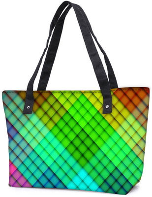 

Snoogg Pack Of 2 Rainbow Diamond Pattern 2689 Combo Tote Shopping Grocery Bag With Coin Pencil Purse Shoulder Bag(Multicolor, 5 L)