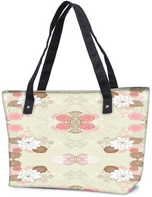 

Snoogg Pack Of 2 White Rose Combo Tote Shopping Grocery Bag With Coin Pencil Purse Shoulder Bag(Multicolor, 15 L)
