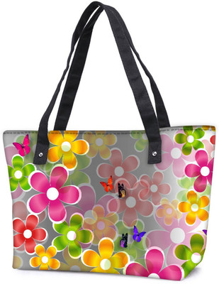 

Snoogg Pack Of 2 Multicolored Daisies And Butterflies 2663 Combo Tote Shopping Grocery Bag With Coin Pencil Purse Shoulder Bag(Multicolor, 15 L)