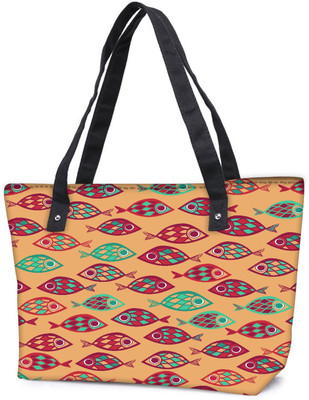 

Snoogg Pack Of 2 Multicolor Fishes Combo Tote Shopping Grocery Bag With Coin Pencil Purse Shoulder Bag(Multicolor, 15 L)