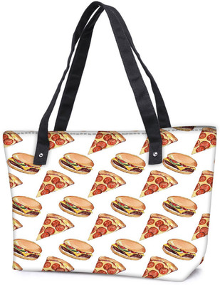 

Snoogg Pack Of 2 Fast Food Pattern Combo Tote Shopping Grocery Bag With Coin Pencil Purse Shoulder Bag(Multicolor, 15 L)