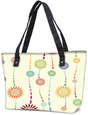 

Snoogg Pack Of 2 Cream Petals Combo Tote Shopping Grocery Bag With Coin Pencil Purse Shoulder Bag(Multicolor, 15 L)
