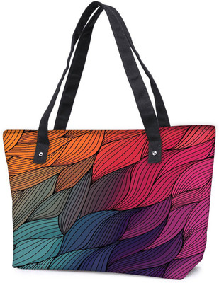 

Snoogg Pack Of 2 Vector Abstract Hand Drawn Waves Texture Combo Tote Shopping Grocery Bag With Coin Pencil Purse Shoulder Bag(Multicolor, 15 L)