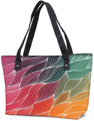 

Snoogg Pack Of 2 Vector Abstract Hand Drawn Waves Texture Combo Tote Shopping Grocery Bag With Coin Pencil Purse Shoulder Bag(Multicolor, 5 L)