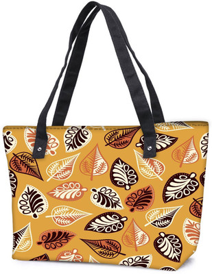 

Snoogg Pack Of 2 Abstract Leaves Yellow Combo Tote Shopping Grocery Bag With Coin Pencil Purse Shoulder Bag(Multicolor, 15 L)