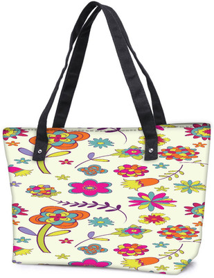 

Snoogg Pack Of 2 Colorful Flower Combo Tote Shopping Grocery Bag With Coin Pencil Purse Shoulder Bag(Multicolor, 5 L)