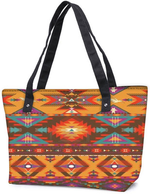 

Snoogg Pack Of 2 Aztec Pattern Cream Stuff Combo Tote Shopping Grocery Bag With Coin Pencil Purse Shoulder Bag(Multicolor, 15 L)