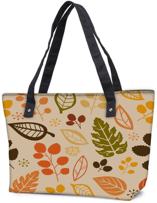 

Snoogg Pack Of 2 Cream Pattern Leaves Combo Tote Shopping Grocery Bag With Coin Pencil Purse Shoulder Bag(Multicolor, 15 L)